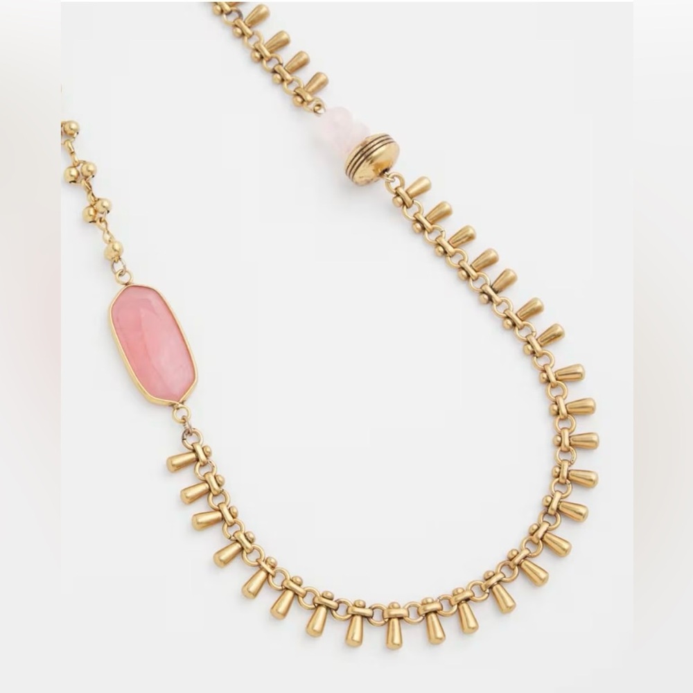 NWT ‘Chico's’ Single Strand Morrocan Pink Quartz Necklace 
38”-42”